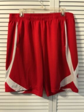 Men's Performance Red Athletic Shorts with White Accents